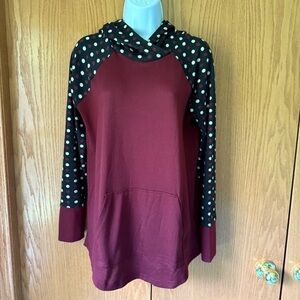LuLaRoe Polka Dot Burgundy Women's Amber Hoodie